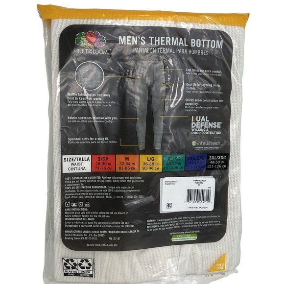 Fruit Of Loom Mens Thermal Waffle Pant Medium Base Bottom Underwear Natural New - Picture 2 of 12